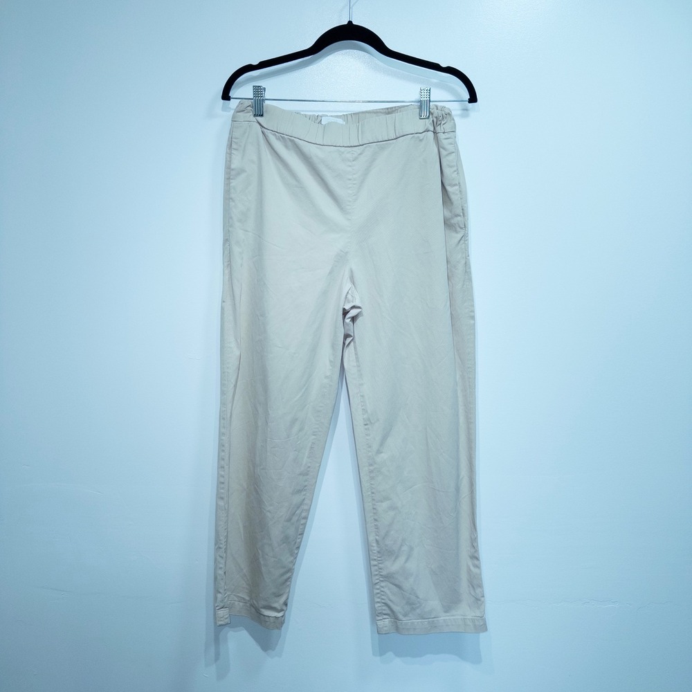 COS Beige Pull On Straight Cropped Trousers Medium